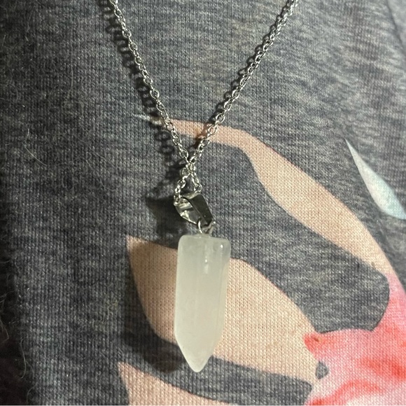 New Handmade Milky Quartz Pendulum S925 Sterling Silver Unisex Necklace 18” - Picture 4 of 10